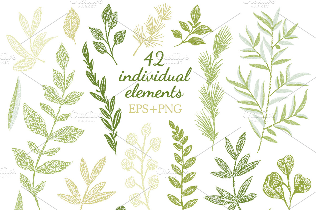 Leaves Branches & Herbs Fresh Doodle, a Decorative Illustration by antuanetto (Photo 8 of 11)