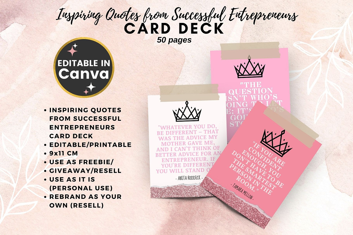 Inspiring Quote Card Deck Template PLR