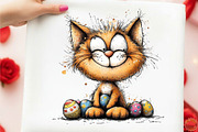 Whimsical Easter Cat Clipart, an Animal Illustration by designcity5 (Thumbnail 5 of 5)