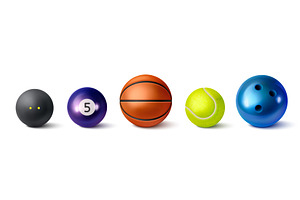 Realistic sports ball set, a Sport Illustration by art PVP - market