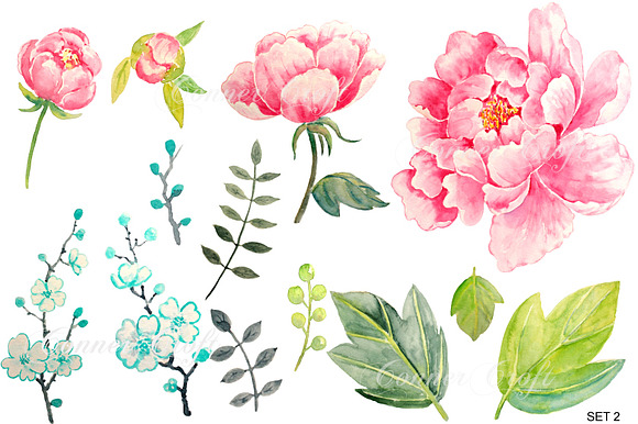 Wedding Watercolor Pink Peony preview 3