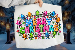 Merry Christmas, Christmas Lights, a Seasonal Illustration by Canvas Craft