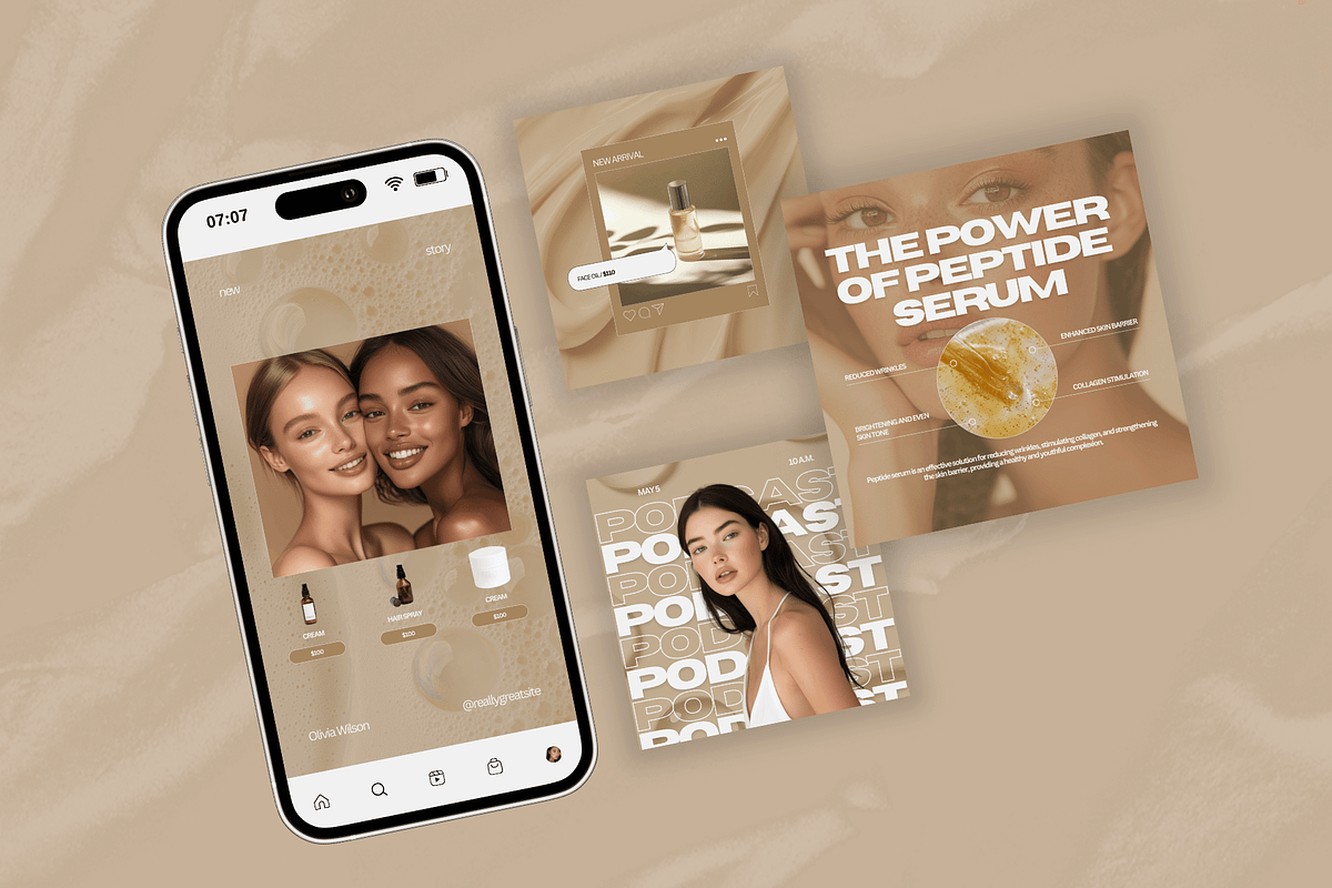Aesthetic Skincare Insta Templates, a Social Media Template by Xenié Creative (Photo 6 of 10)
