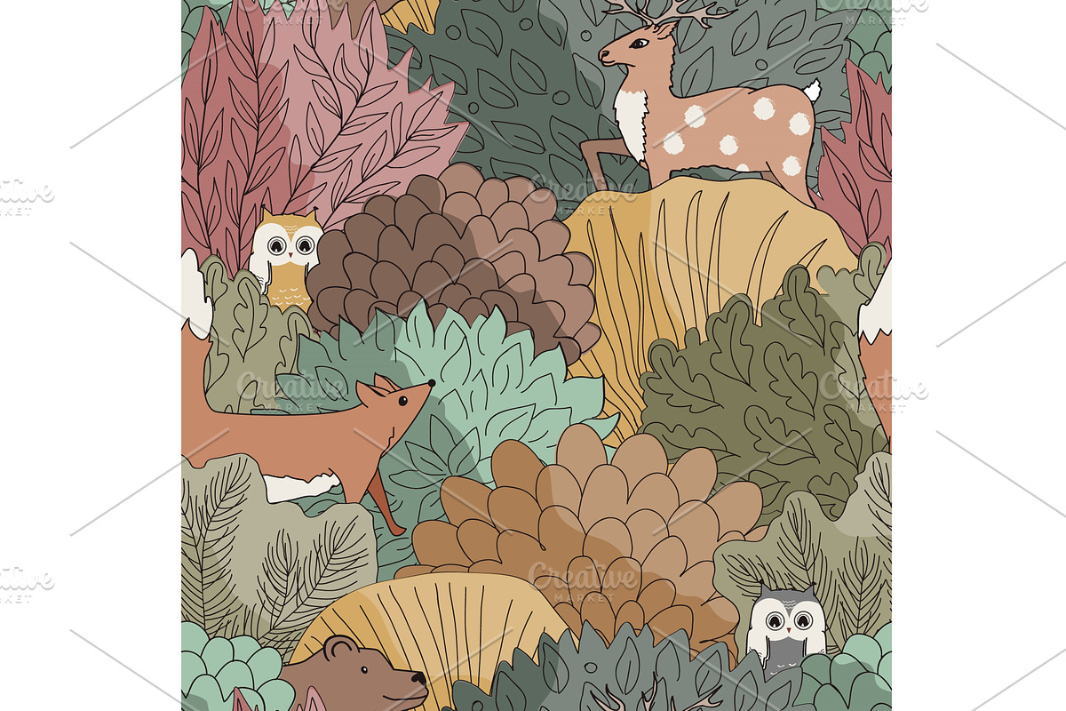 Doodle Autumn hand drawn forest, an Animal Illustration by Toltemara