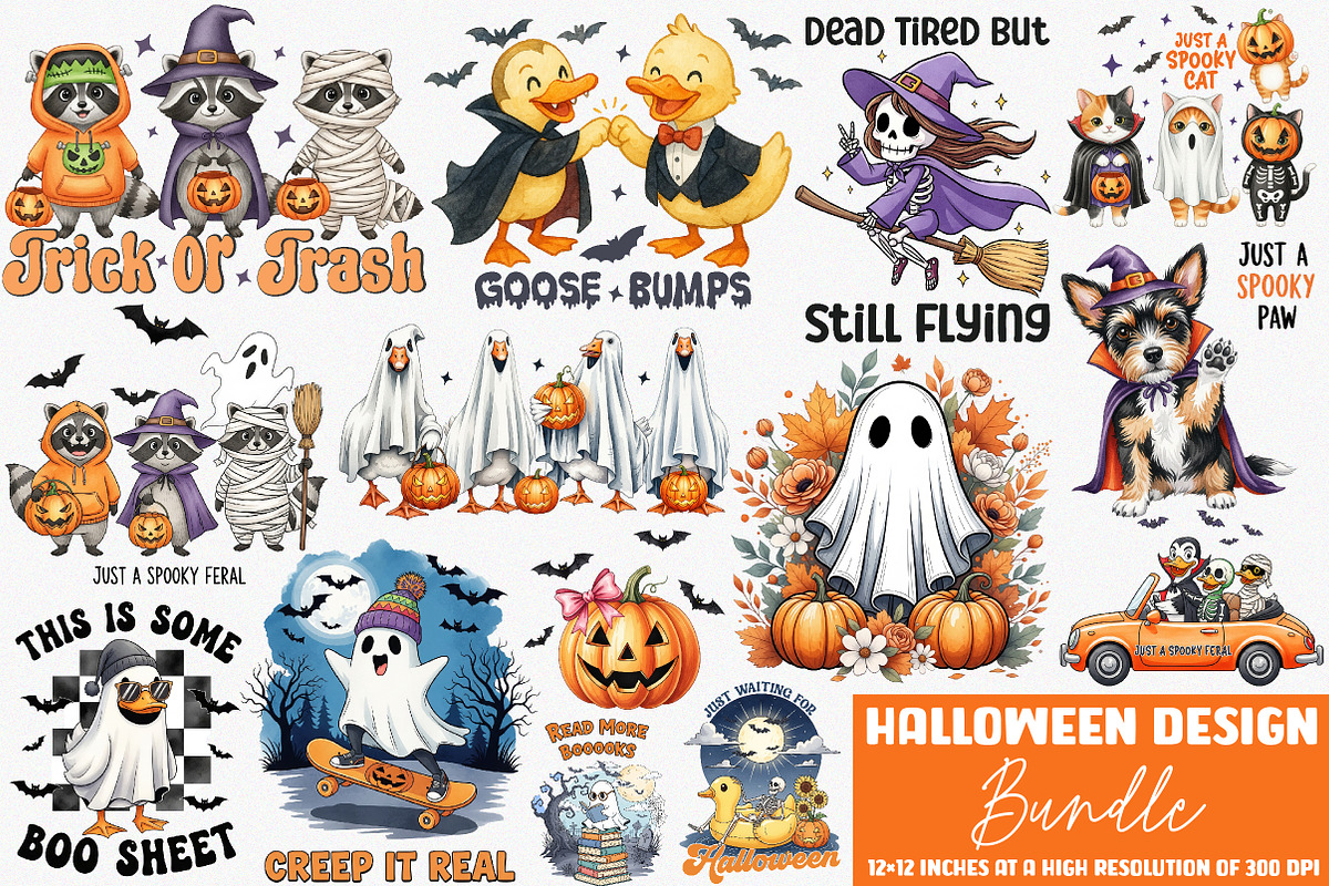 Halloween T Shirt Design Bundle, an Illustration by SinaCreation (Photo 1 of 15)