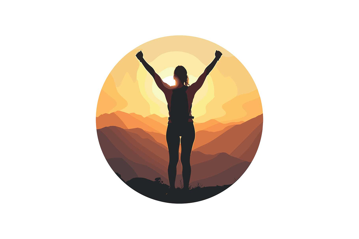 Sunset Mountain Victory Silhouette, an Object Graphic by yasushie (Photo 12 of 16)