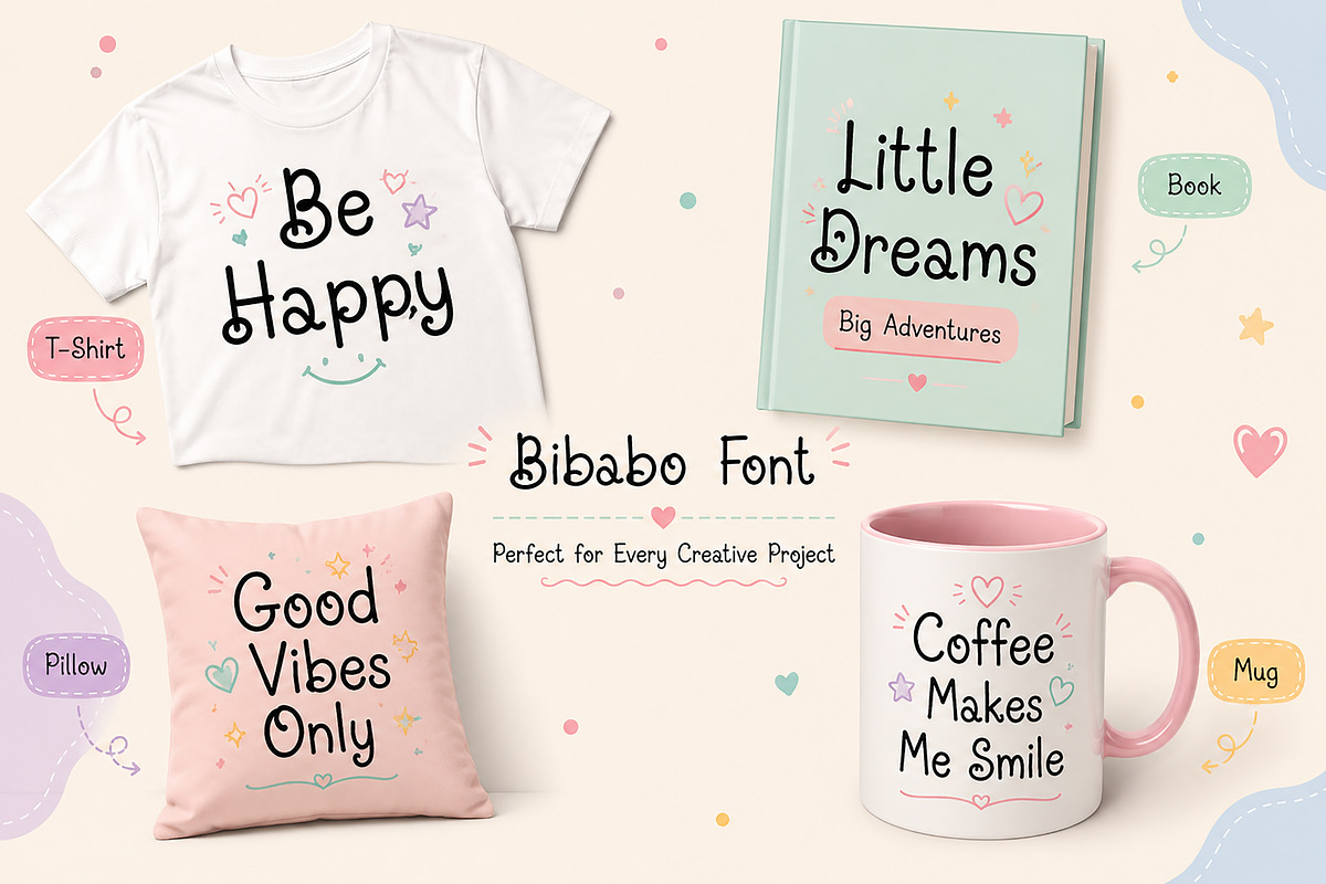 Bibabo – Cute Handwritten Font, a Handwritten Font by Wow Magic (Photo 2 of 5)