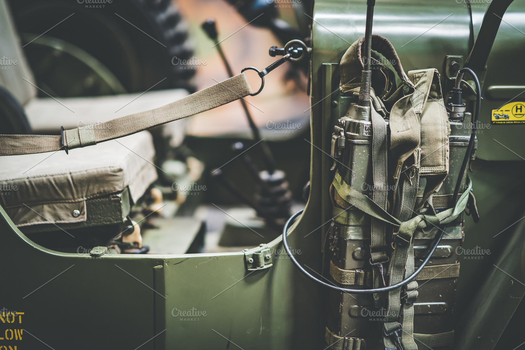 Side of a wwii willys ab jeep ii containing color, indoor, and interior, a Transportation Photo by Visual Motiv