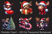 Christmas Santa Moose Clipart, an Illustration by RobertsArt (Thumbnail 2 of 7)