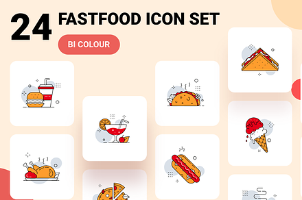 Fast food Icon set, a Duotone Icon by Icoplate