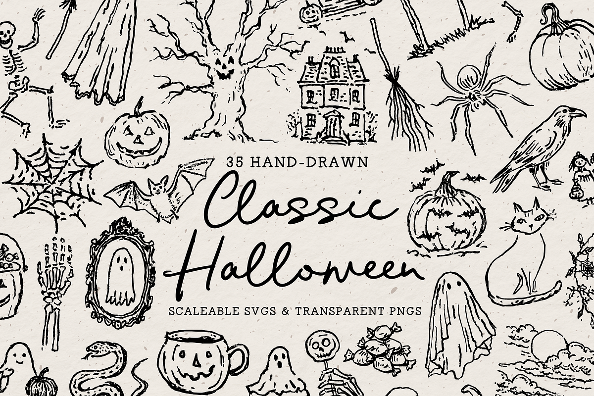 Vintage Halloween Clipart, Spooky, a Seasonal Illustration by The October Creative (Photo 1 of 7)