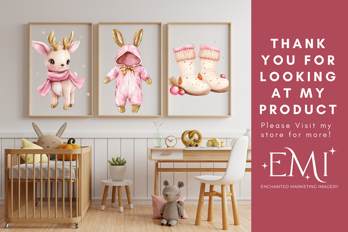 Baby’s 1st Pink Christmas Clipart, an Illustration by NadiaTheronArt (Photo 4 of 4)