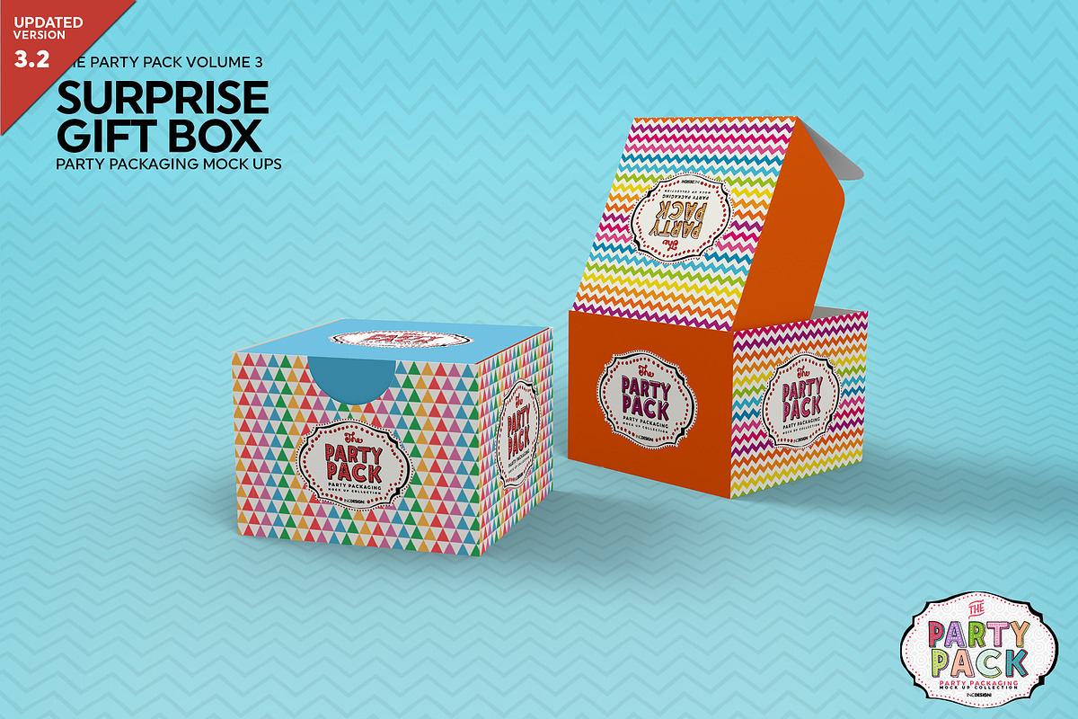 Surprise Gift Box Packaging Mockup, a Cups & Container Mockup by INCDesign (Photo 1 of 6)