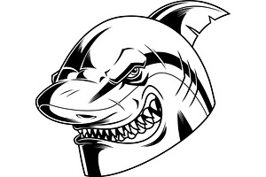 Black And White Angry Shark, an Illustration by HitToon