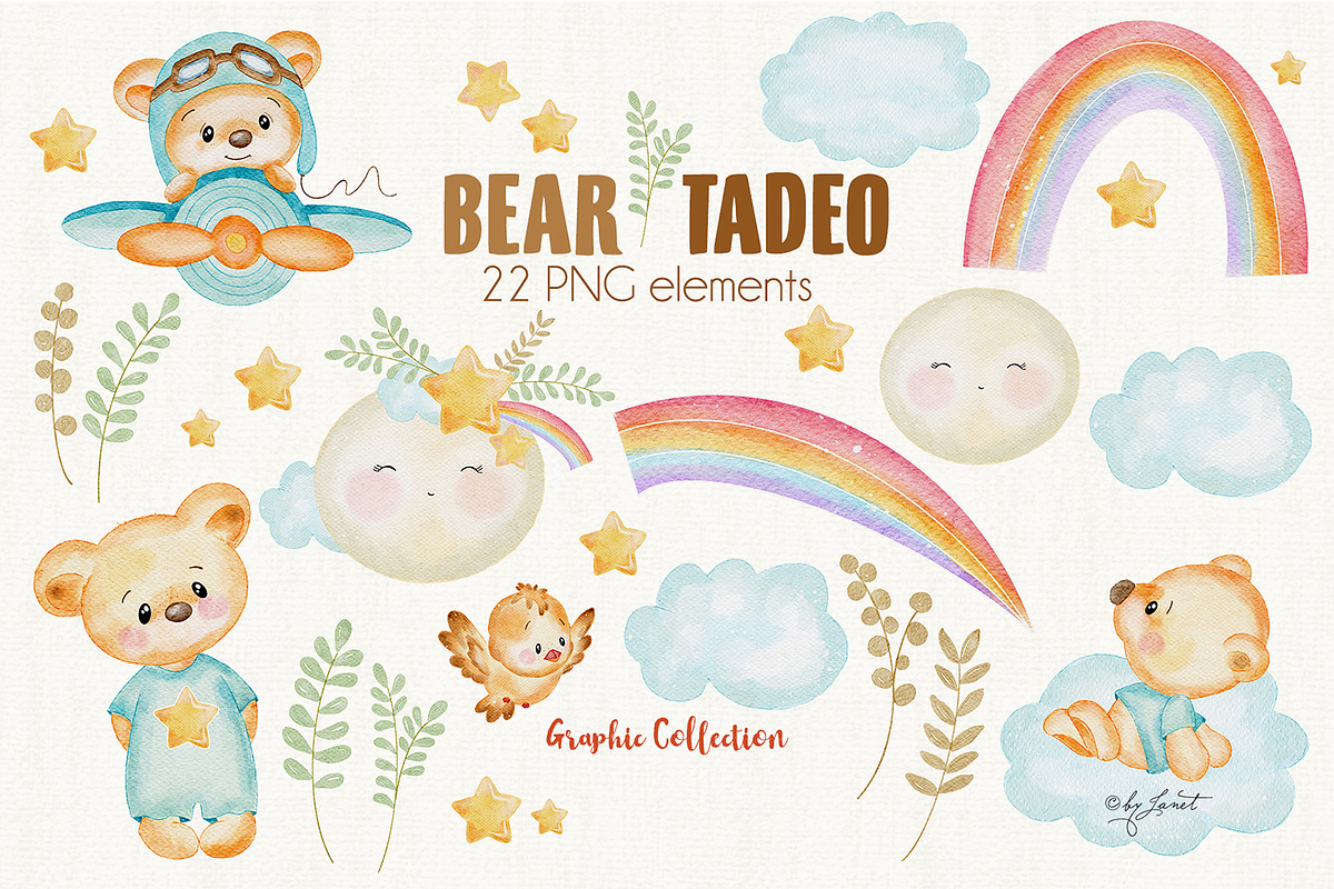 Bear Tadeo Collection, an Animal Illustration by helloPAPER (Photo 2 of 2)