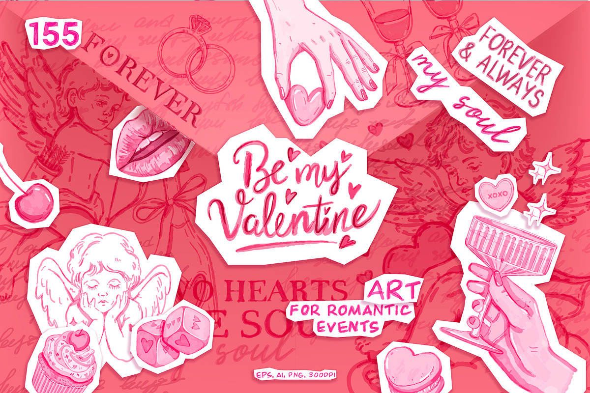 VALENTINE DAY WATERCOLOR CLIPART, a Decorative Illustration by AlexandraArt (Photo 1 of 10)