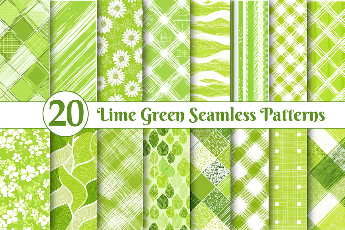 Lime Green Seamless Patterns, an Illustration by Dream Creation (Photo 1 of 5)