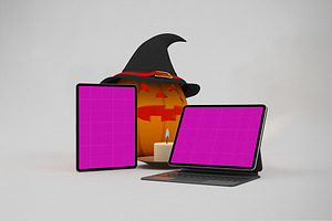 Halloween Responsive Mockup, an iPad Mockup by Qaleb Studio