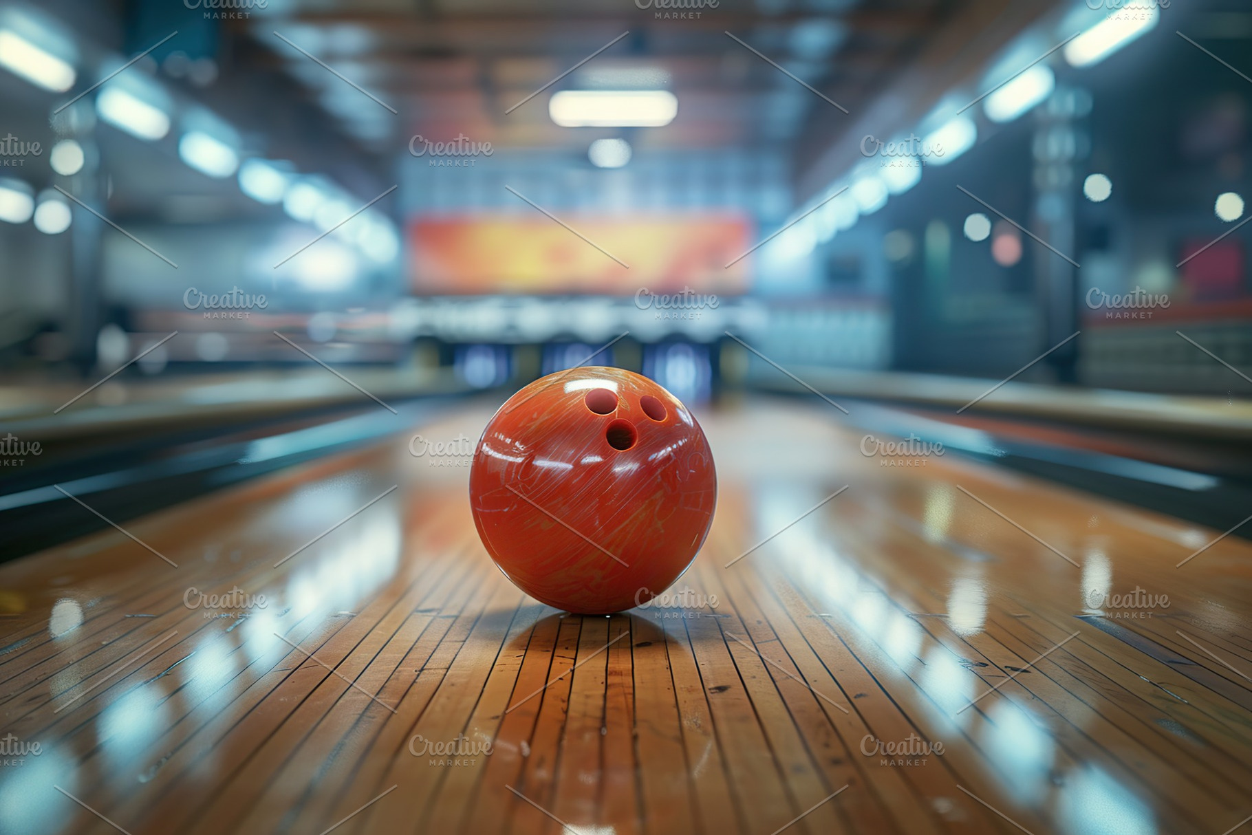Bowling ball on the track. Strike, a Sports & Recreation Photo by AlyaAnd