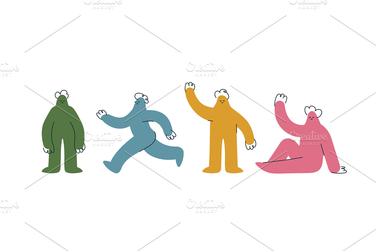 Collection of human figures in, an Illustration by marcovector