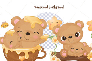 Adorable Honey And Baby Bear Clipart