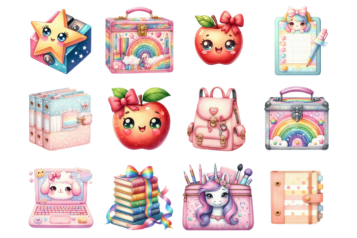 Cute Girly Back to School Clipart, a Graphic by CitraGraphics (Photo 2 of 4)