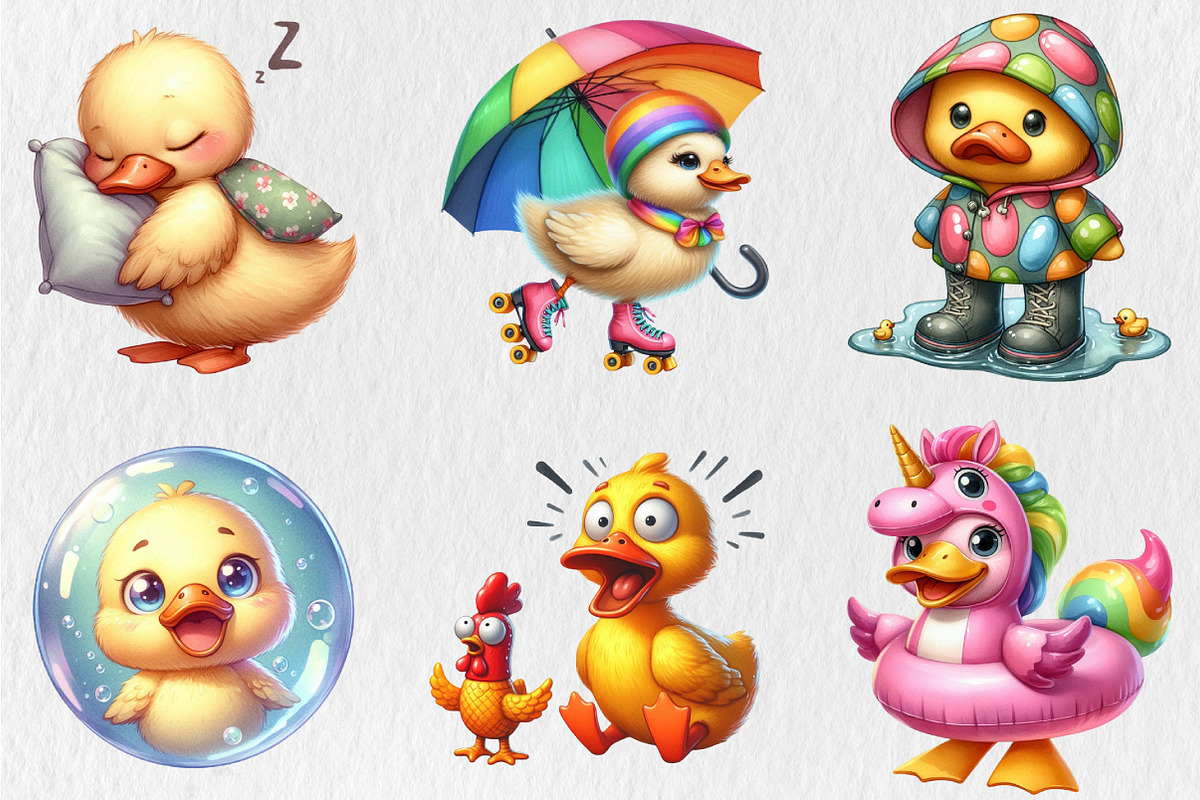 Watercolor Quirky Duck Clipart, an Animal Illustration by Rose Art (Photo 3 of 5)