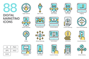 88 Digital Marketing Icons | Aqua, an Outline Icon by Flat Icons (Thumbnail 1 of 6)