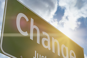 Change Just Ahead Green Road Sign, a Transportation Photo by Andy Dean Photography