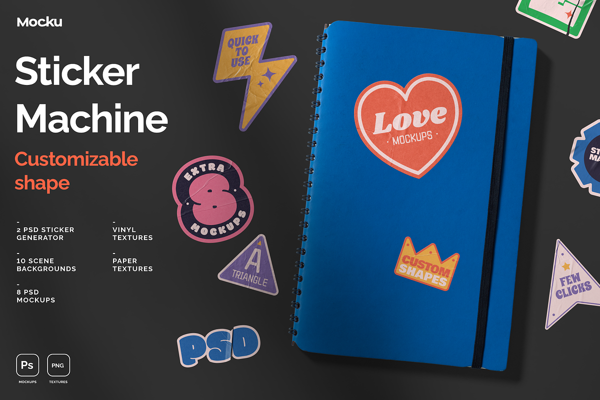 Sticker Mockup Machine, a Stationery Template by Mocku (Photo 2 of 16)