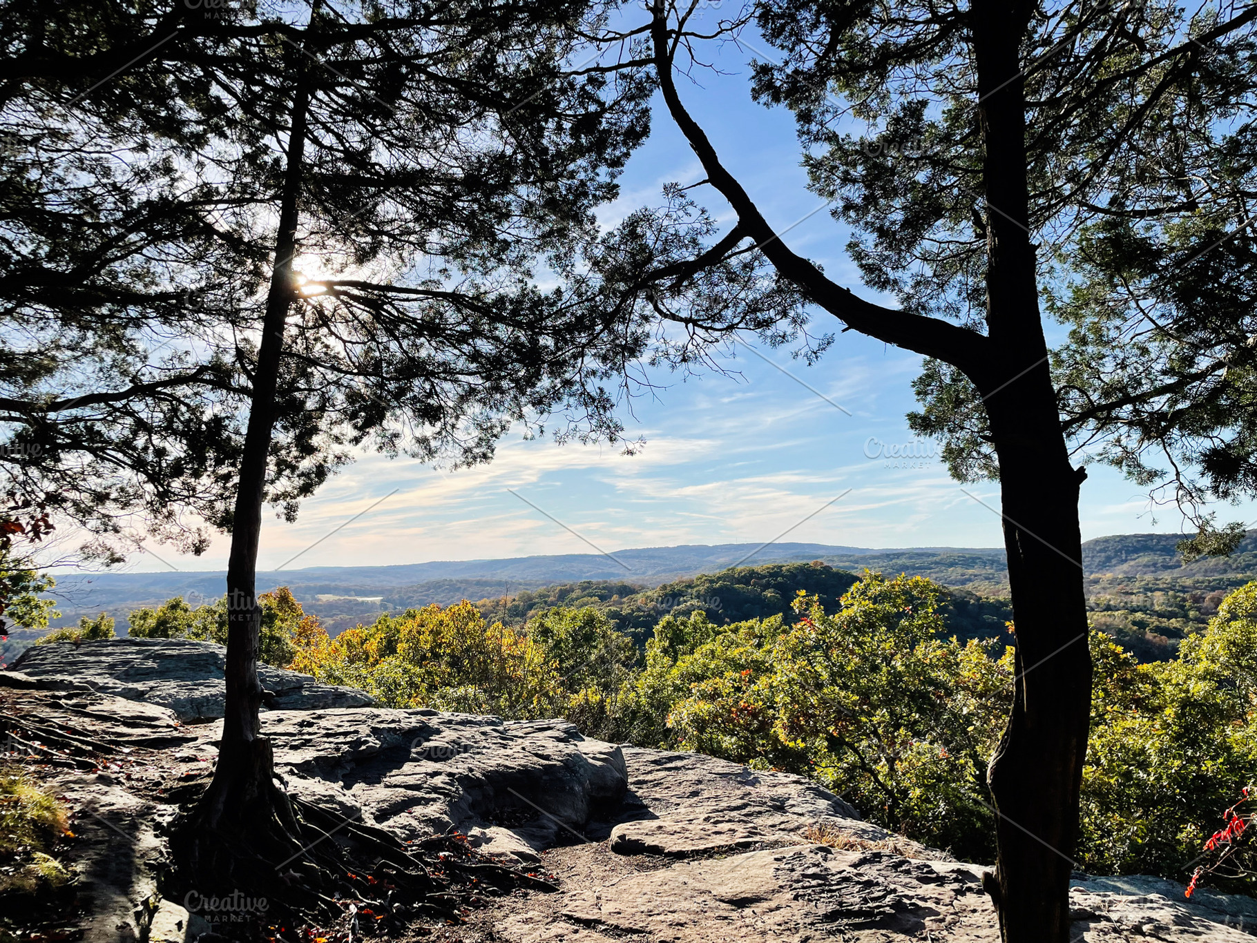 Overlook at Garden of the Gods in Colorado Springs: Rocky cliffs framed by tree, a Nature Photo by AS photostudio