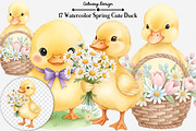 Watercolor Spring Cute Duck Clipart, an Illustration by GatewayDesign (Thumbnail 3 of 3)
