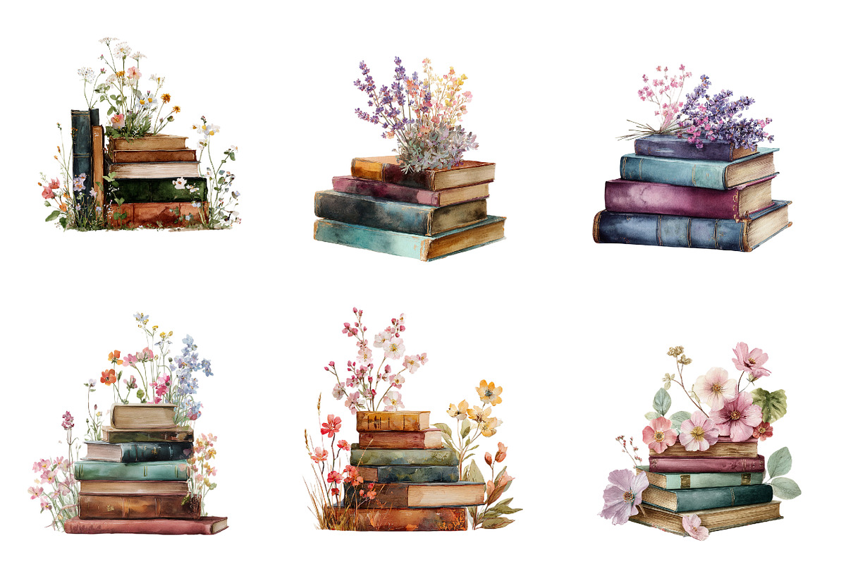 Watercolor Botanical Books Clipart, an Illustration by Designworld (Photo 4 of 6)