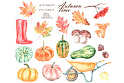 Autumn time watercolor set., a Seasonal Illustration by SabinaWatercolorArt (Thumbnail 2 of 16)