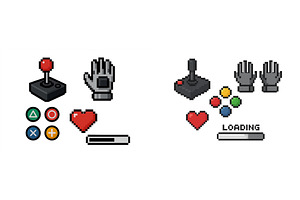Retro gaming icons representing, an Illustration by ZinetroN