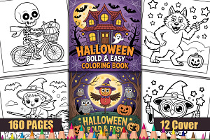 Halloween Bold & Easy Coloring Book, a Seasonal Illustration by protabsorkar11