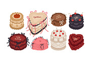 Vintage holiday cakes set, a Food Illustration by Good Studio (Thumbnail 2 of 6)