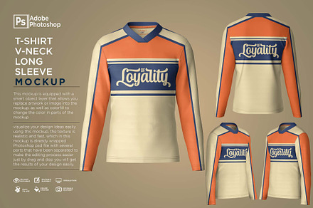 T-Shirt V-Neck Long Sleeve Mockup, a Shirt Mockup by Nanggroe Scripting
