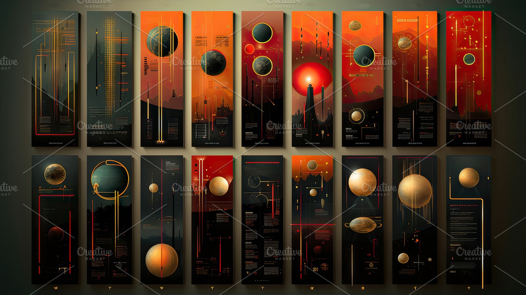 Futuristic Retro Minimalistic Posters with Space and Planetary Designs, a Photo by AS photostudio