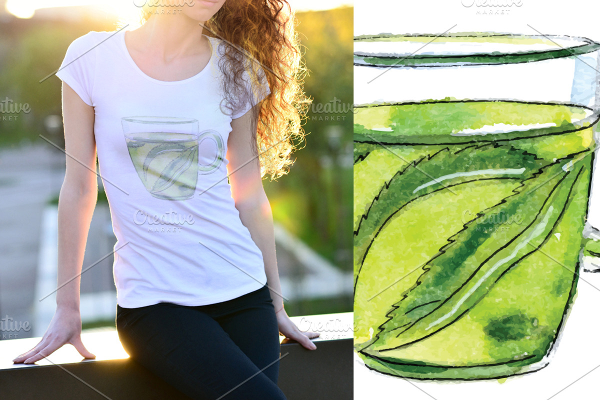 Watercolor tea-5 vector set, an Illustration by miminoshka (Photo 6 of 10)