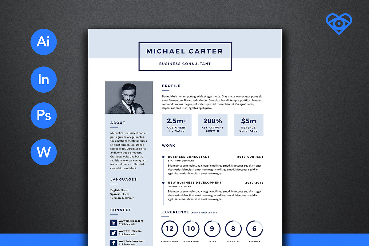 PRO Resume 1, a Resume Template by ikono.me (Photo 1 of 5)