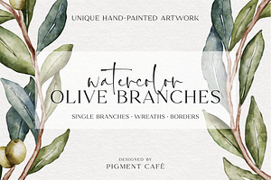 Watercolor Olive Branches & Wreaths