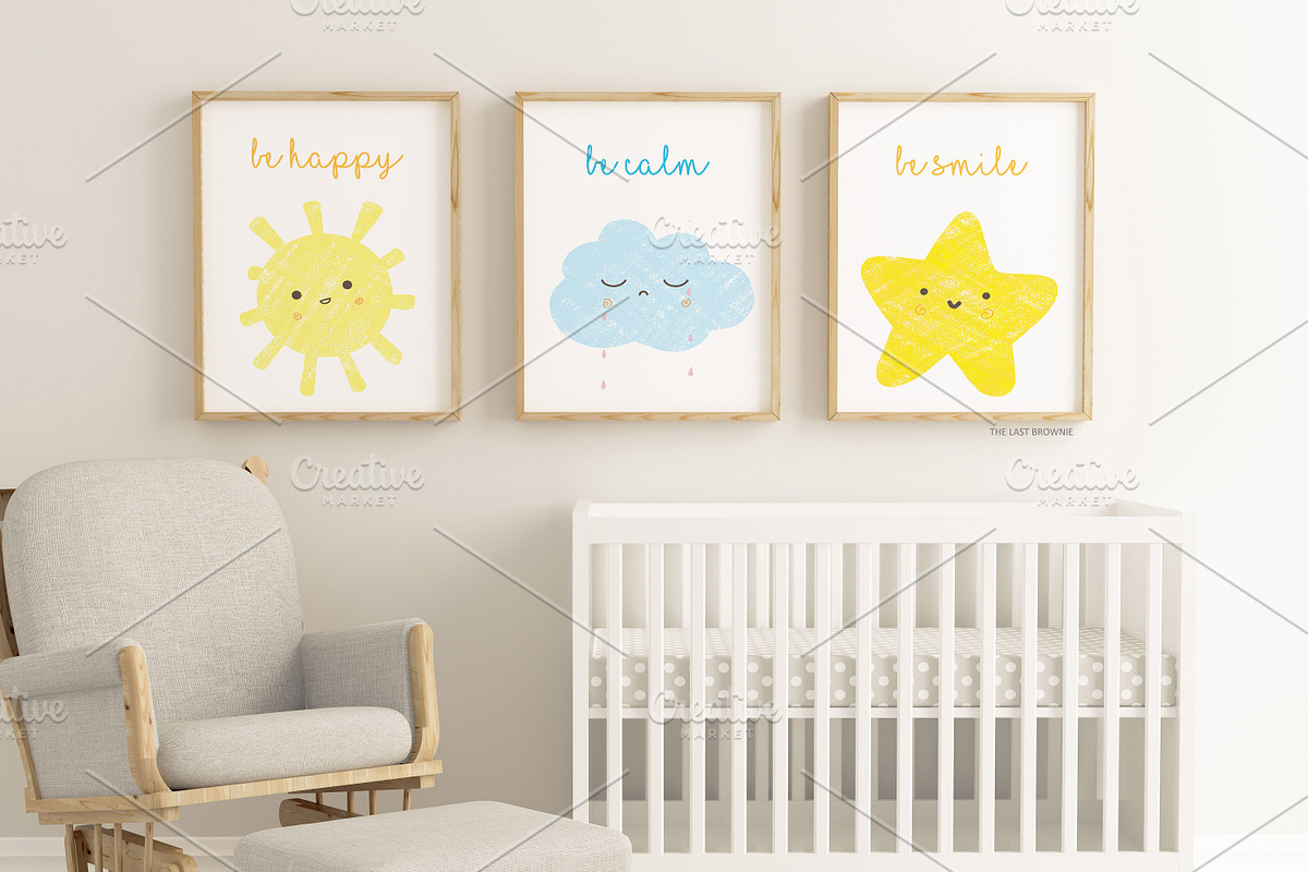Be Happy Smile Calm Nursery Print, an Animal Illustration by Schuimpjes Studio