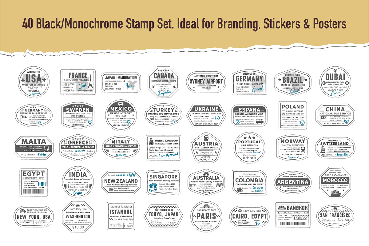Vintage Travel Ticket & Stamp Pack, an Object Graphic by Lettering_Logo (Photo 6 of 7)