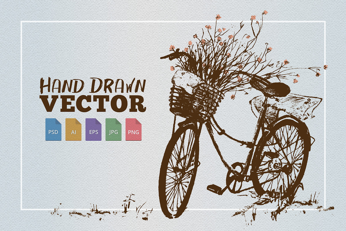 Rustic Bike Vector Illustration, a Transportation Illustration by cvcreative (Photo 1 of 2)