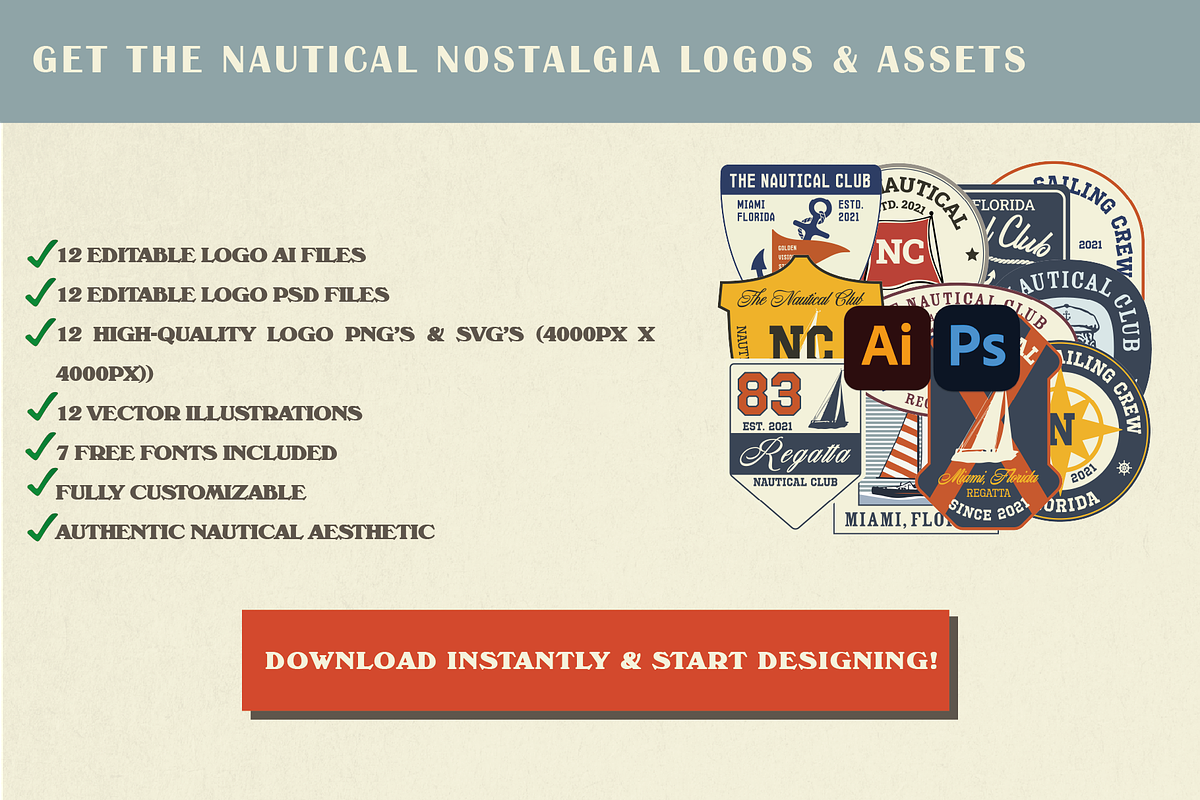 Vintage Nautical Logo Pack, a Branding & Logo Template by Golden Vision Studio (Photo 8 of 8)