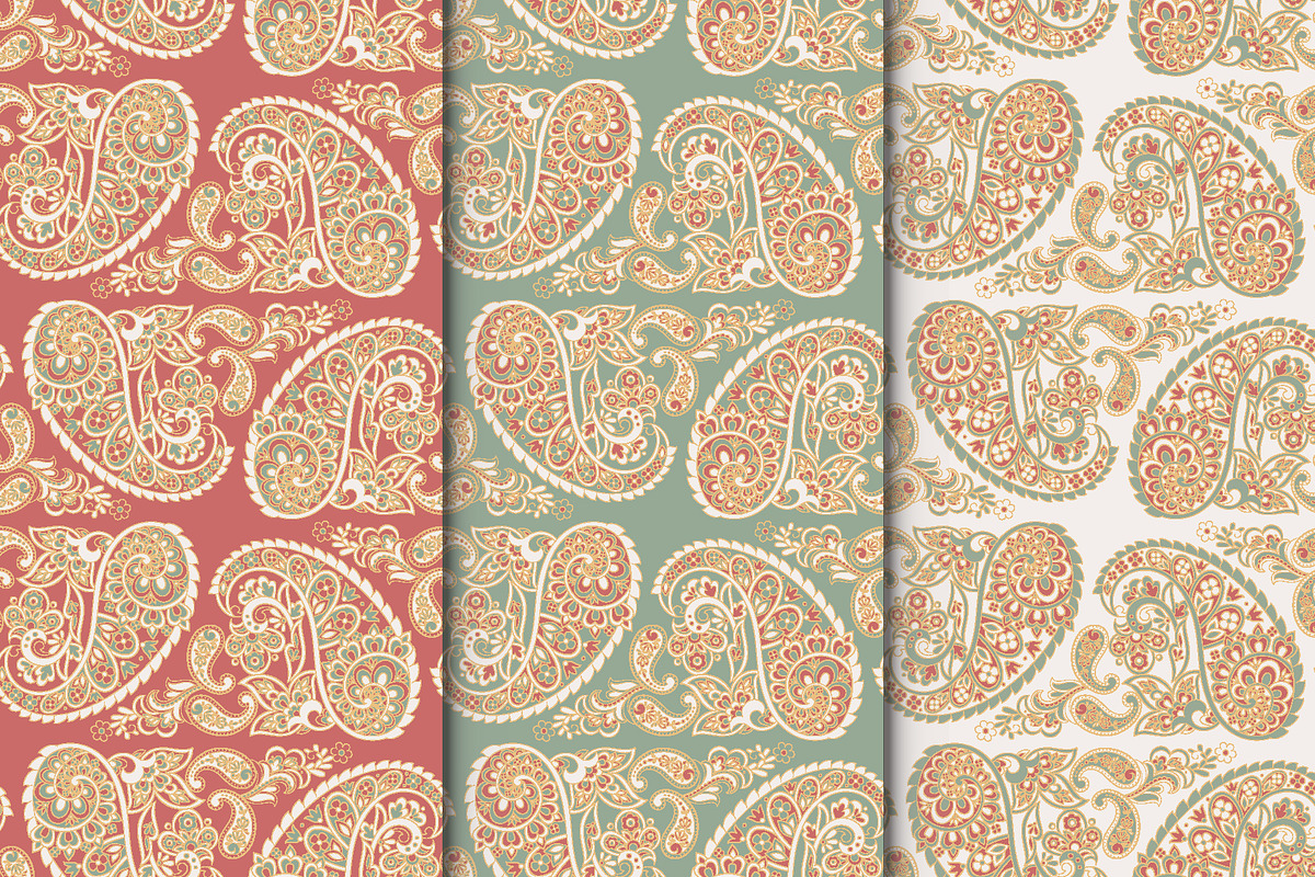 3 Asian paisley seamless patterns, a Pattern Graphic by antalogiya (Photo 1 of 4)