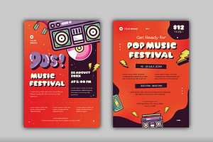 Retro Pop Music Festival Flyer, a Templates & Theme by studiogstock