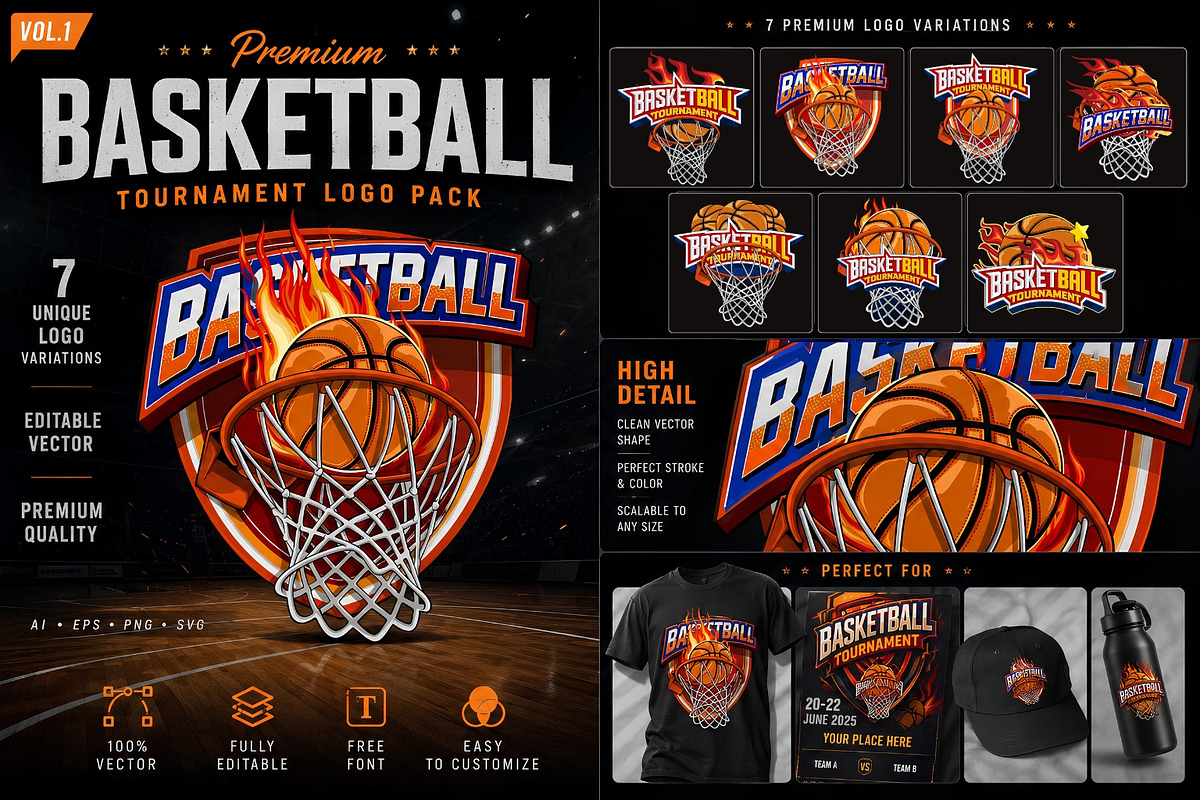 Premium Basketball Logo Pack, a Sport Illustration by Fortyone (Photo 1 of 3)