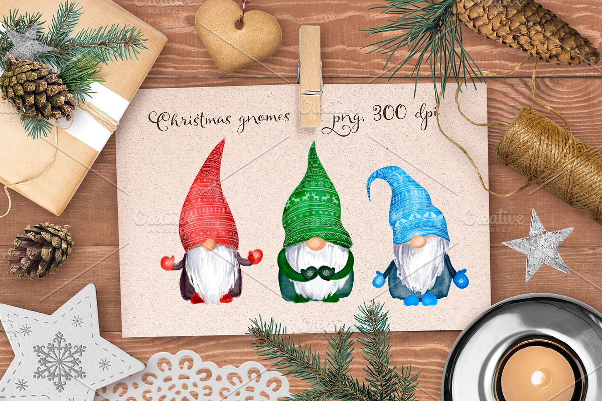 Christmas gnomes PNG watercolor, an Illustration by Where summer is (Photo 1 of 4)